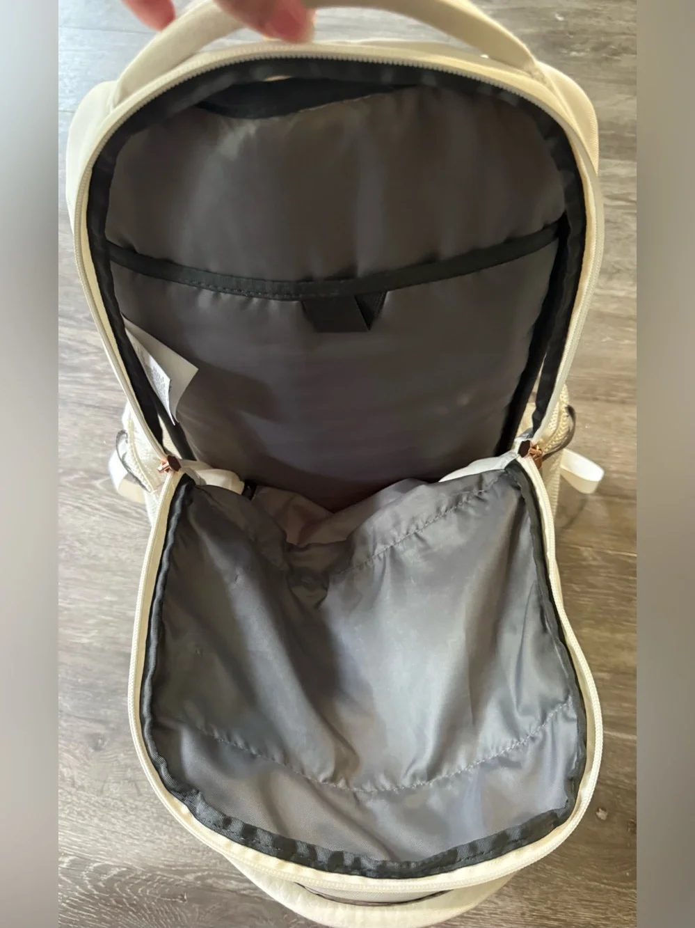THE NORTH FACE Jester Luxe Backpack - Off-White with Rose Gold Logo